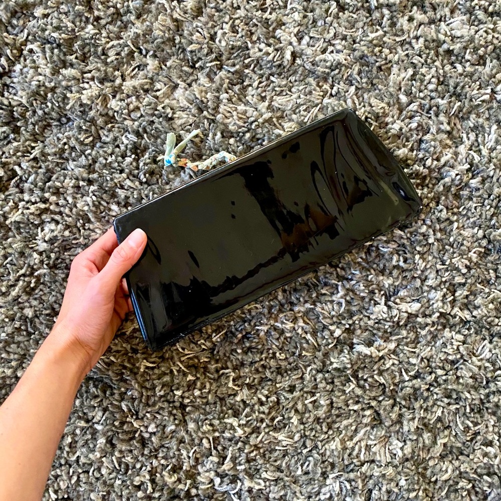 Vintage Black Patent Leather Clasp Clutch